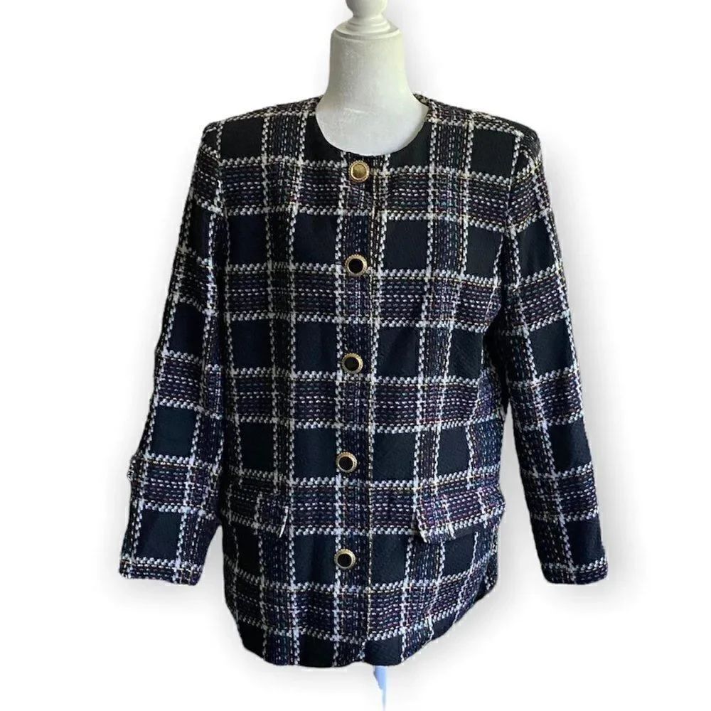 Lord  & Taylor Womens Vintage Wool Poly Jacket Blazer SZ 14W